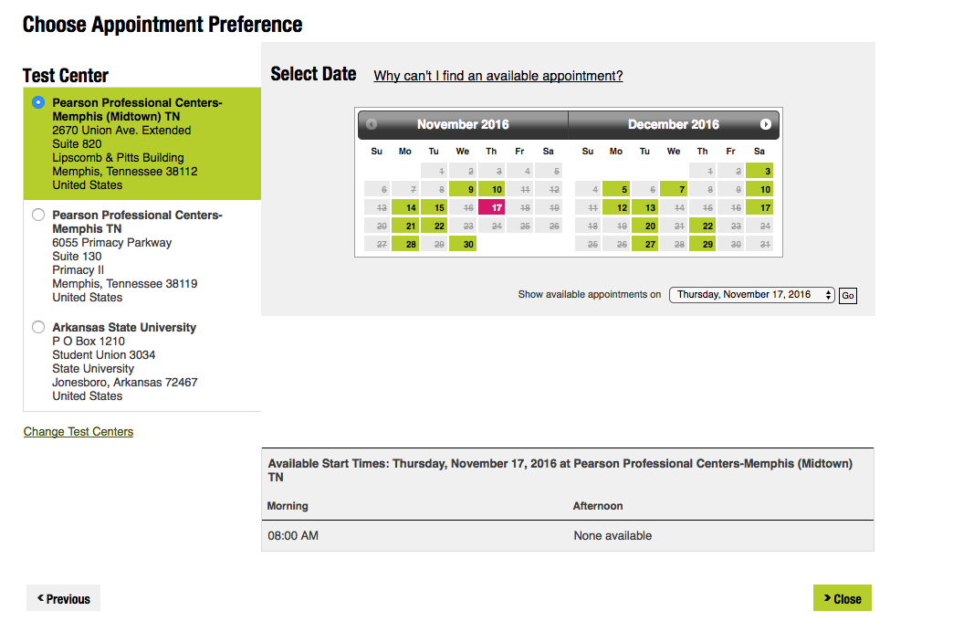 compare appointment times