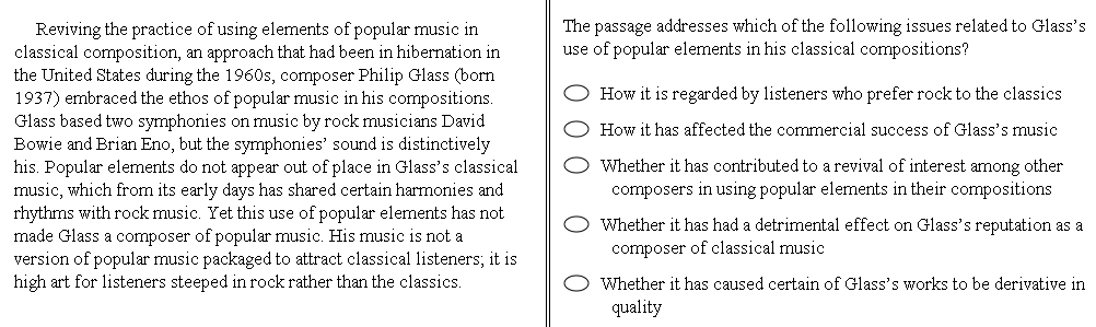 reading answer