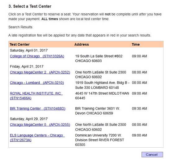 TOEFL dates