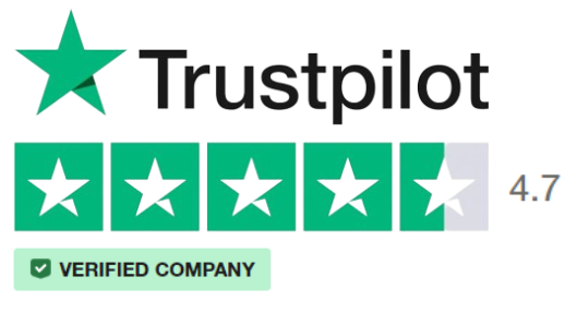 Trustpilot rating of 4.7 out of 5 stars with Verified Company badge