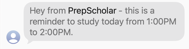 SMS study reminder for SAT Prep